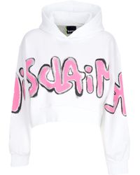DISCLAIMER - Short Hoodie W Big Logo Crop Hoodie Weib - Lyst