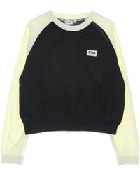 Fila - Sudadera Ligera Recortada Con Cuello Redondo Para Mujer Tabor Raglan Cuello Redondo Recortado Belleza Negra/Maiz Dulce - Lyst