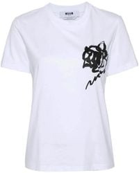 MSGM - Wit T-Shirt En Polo - Lyst