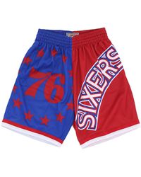 Mitchell &amp; Ness - Pantalones Cortos De Baloncesto Para Hombre Nba Big Face Fashion Shorts 5.0 Hardwood Classics Phi76E Azul - Lyst