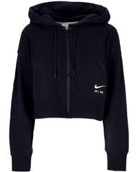Nike - Sweat A Capuche Zippe Pour Femme Sportswear Air Fleece Full-Zip Hoodie Noir/Noir/Blanc - Lyst