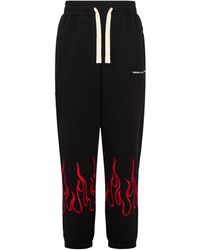 Vision Of Super - Lichtgewicht Trainingsbroek Geborduurde Vlammenbroek Zwart/Rood - Lyst