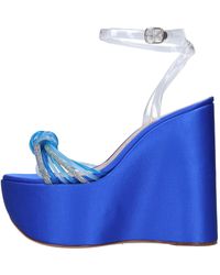 Casadei - Plexi Satin Und Strass-Keilabsatz-Sandalen - Lyst