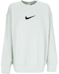 Nike - Sudadera De Cuello Redondo Para Mujer Ropa Deportiva Polar Extragrande Con Cuello Redondo Plata Claro/Negro - Lyst