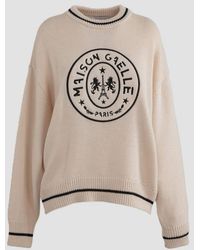 Gaelle - Pullover Crew Neck With Logo Cream - Lyst