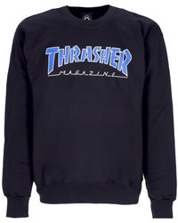 Thrasher - Outlined Sweatshirt Voor Met Ronde Hals, Zwart/Blauw - Lyst