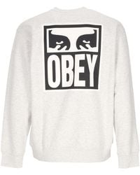 Obey - Eyes Icon Crew Premium Fleece Sweat-Shirt A Col Rond Pour Homme Gris Chine - Lyst