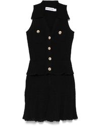 Self-Portrait - Pointelle-Knit Mini Dress With Flap Pockets And Chain-Link Accents - Lyst