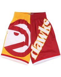 Mitchell &amp; Ness - Pantalones Cortos De Baloncesto Para Hombre Nba Big Face Fashion Shorts 5.0 Hardwood Classics Atlhaw Rojo - Lyst