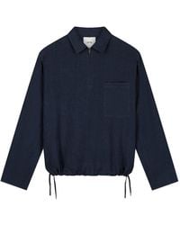 Arte' - Mannen Long Sleeve T-Shirt Linen Qur Zip Pullover Marine - Lyst