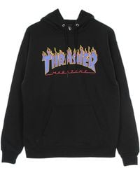 Thrasher - Flame Hood Sweatshirt Zwart/Blauw - Lyst