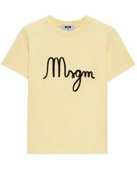 MSGM - T-Shirt En Polo Zwart/Geel - Lyst