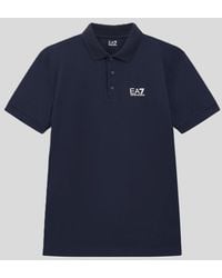 EA7 - Polo Met Logo Borst Blauw - Lyst