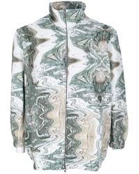 Huf - Damessweatshirt Met Hoge Hals, Swirl, Oversized Fleece Met Volledige Ritssluiting, Olijfgroen - Lyst