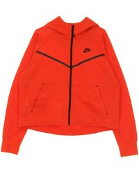 Nike - Leichtes Kapuzen-Sweatshirt Mit Reibverschluss Damen Sportswear Tech Fleece Chile Rot/Schwarz - Lyst