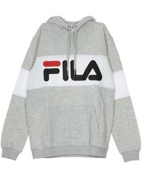 Fila - Hoodies & Sweatvesten ,Grijs ,Geblokkeerde Hoodie Lichtgrijs - Lyst