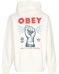 Obey - Lichtgewicht Sweatshirt Met Capuchon Voor Nieuwe Clear Power Hoodie Fleece Ongebleekt - Lyst