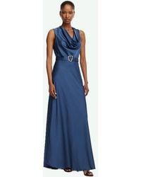 Rinascimento - Satijnen Jurk Met Riem Vrouw Blauw Helder - Lyst