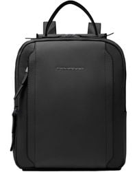 Piquadro - Sac A Dos En Cuir Et Tissu Pour Femmes Ca5566W92T-N Noir - Lyst