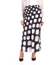 Marni Falda Midi De Satén Estampado Con Plisado - Negro