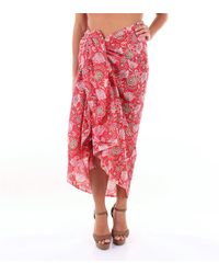 Antik Batik Pareo rosso fantasia Gonne Lunghe Donna Rosso fantasia