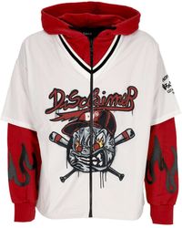 DISCLAIMER - 'Lightweight Hooded Zip Sweatshirt Baseball Full-Zip Hoodie Indian/Off - Lyst