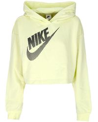 Nike - Cropped Hoodie Sportkleding Fleece Pullover Crop Hoodie Lichtgroen - Lyst