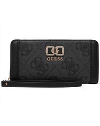 Guess - Wallet Karnilla Logo Slg Large Zip Around Coal Logo - Lyst