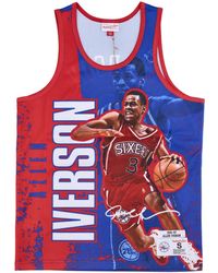 Mitchell &amp; Ness - Basketball Type Tank Top Nba Burst Mesh Tank No 3 Allen Iverson Phi76E - Lyst