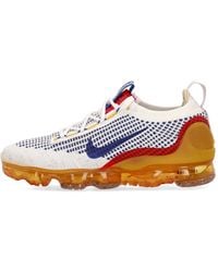 Nike - Air Vapormax 2021 Flyknit Se Lage Herenschoen Wit/Old Royal/Geel Oker - Lyst