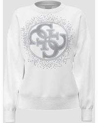 Guess - Sudadera Con Logo De Mujer Blanca - Lyst