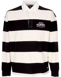 Tommy Hilfiger - Relaxed Varsity Cb Rugby Ext Schwarzes Langarm-Poloshirt Fur Herren - Lyst