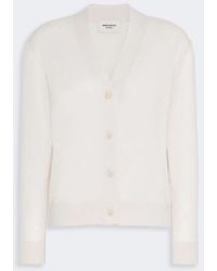 Max Mara - Cardigan V Mixed Wool Ivory - Lyst