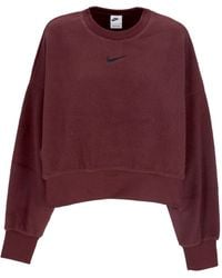 Nike - Sudadera Con Cuello Redondo Para Mujer Ropa Deportiva Felpa Mod Crop Cuello Redondo Borgona Crush/Negro - Lyst