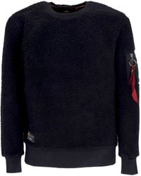 Alpha Industries - Herren-Sweatshirt Mit Rundhalsausschnitt, Teddy-Pullover, Schwarz - Lyst