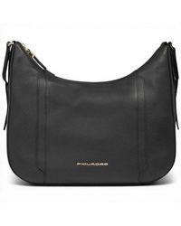 Piquadro - Bolso De Hombro W92 Mujer De Cuero Negro Con Ipad Mini Puerta - Lyst