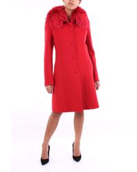 Blumarine Manteau rouge avec fourrure