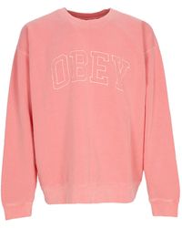 Obey - Sweatshirt Leger A Col Rond Pour Hommes Pigment Collegiate Extra Heavy Crew Fleece Pigment Shell Rose - Lyst