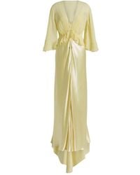 Alberta Ferretti - Vestido Largo Con Volantes - Lyst