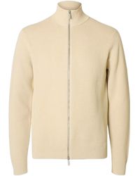 SELECTED - Zip Cardigan Structure En Maille Zip Pleine En Coton - Lyst