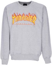 Thrasher - Flame Crewneck Sweatshirt Licht Staal/Geel - Lyst