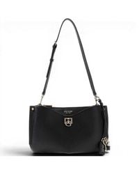 Guess - Bolso De Hombro Blanco Bolsa De Hombro Mujer Negro En Material Sintetico Con Triangulo Logo - Lyst