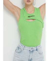 KARL LAGERFELD - Top Klj Layered Ribbed Tanktop - Lyst