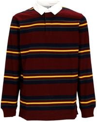 Carhartt - Herenpolo Met Lange Mouwen L/S Oregon Rugbyshirt Starco Gestreept/Bordeaux - Lyst
