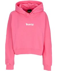 DISCLAIMER - Lichtgewicht Cropped Dameshoodie Met Groot Logo Aan De Achterkant, Fluo Fuchsia/St Wit - Lyst