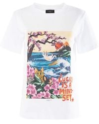 Nenette - T-Shirt Met Witte Vrouw Print - Lyst