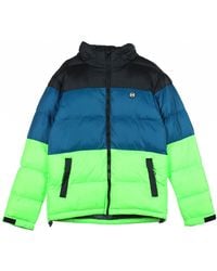DOLLY NOIRE - Techno Gewatteerde Jas Zwart/Petroleum/Fluo Groen - Lyst