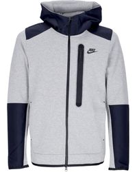 Nike - Lightweight Hooded Zip Sweatshirt Tech Fleece Overlay Full Zip Dk Heather - Lyst