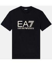 EA7 - T-Shirt Slim Fit Zwart - Lyst