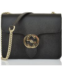 Gucci - Interlocking Handtasche Schwarzes Damenleder Dollar Calf Logo Mod. 510304 Cao0G 1000 - Lyst